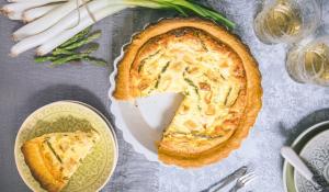 Quiche de calçots i espàrrecs